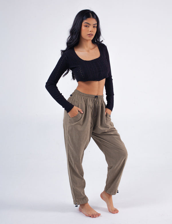 Pantalón Baggy Thin Verde militar Mujer