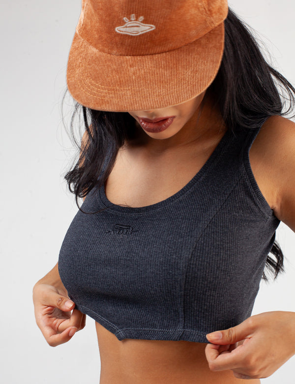 Crop Top Sisa Peaceful gris Mujer