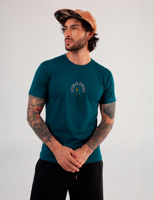 Camiseta regular fit Weed Flower verde Hombre