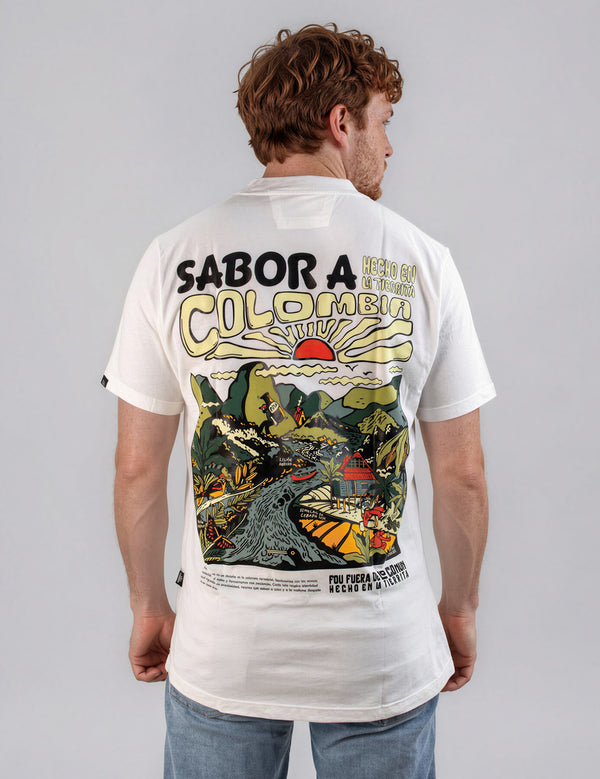 Camiseta Regular Fit Sabor a Colombia blanco Unisex