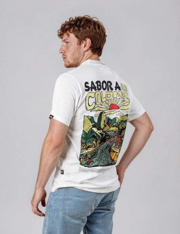 Camiseta Regular Fit Sabor a Colombia blanco Unisex