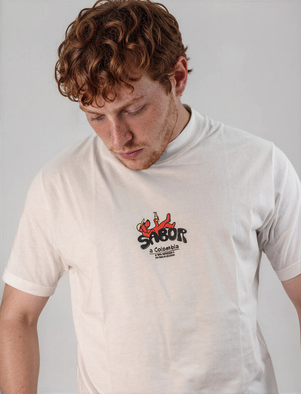 Camiseta Regular Fit Sabor a Colombia blanco Unisex