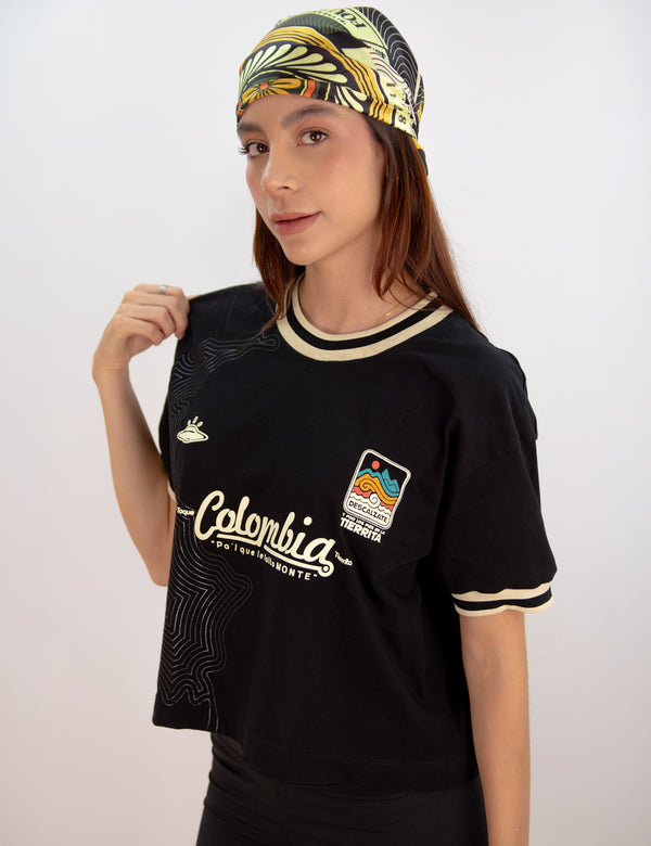PRECIO EN PRE-VENTA ( ENTREGA EN 10 DIAS HABILES) Camiseta Oversized Colombia negro Mujer