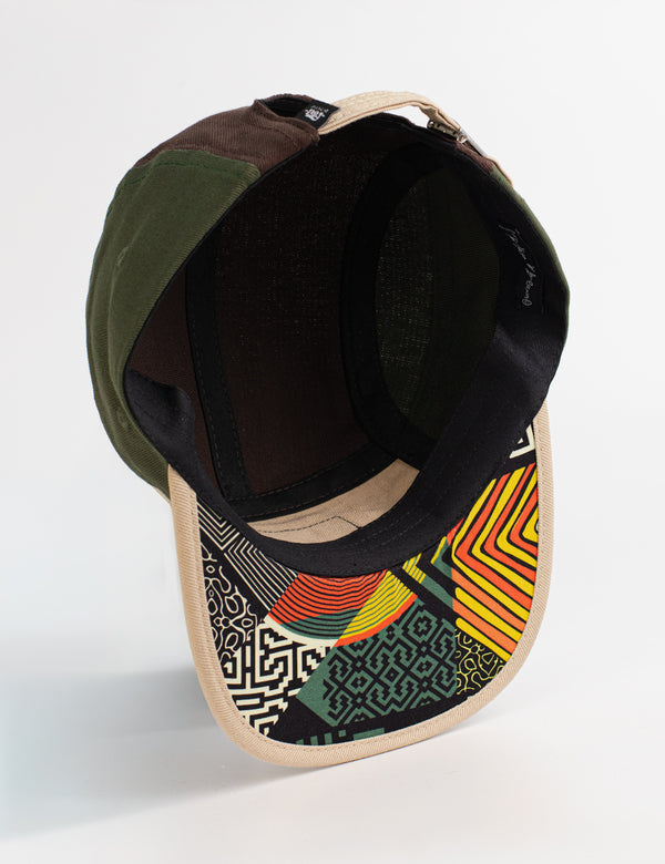 Gorra Rider 5 panel Monte verde+beige+cafe Unisex