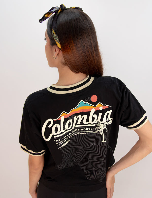 PRECIO EN PRE-VENTA ( ENTREGA EN 10 DIAS HABILES) Camiseta Oversized Colombia negro Mujer