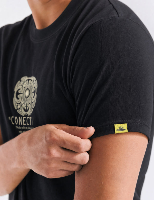 Camiseta regular fit Pachacutep negro hombre