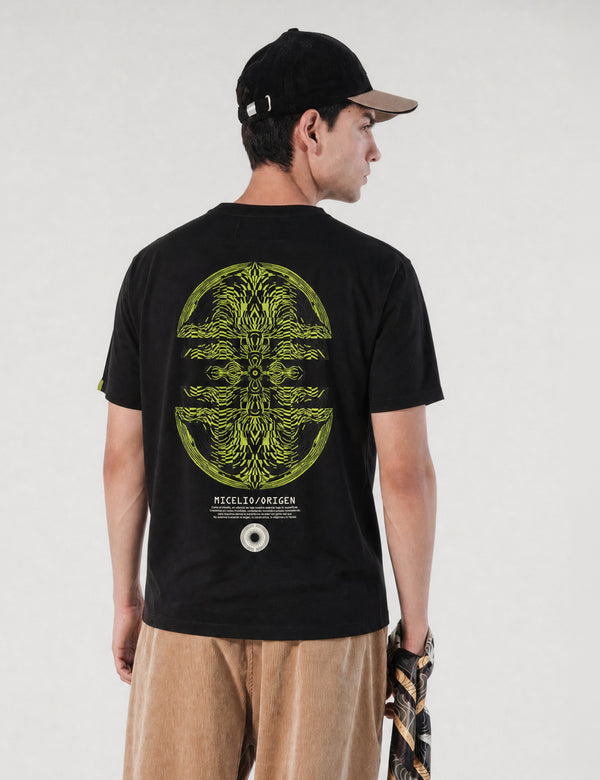 Camiseta regular fit Pachacutep negro hombre