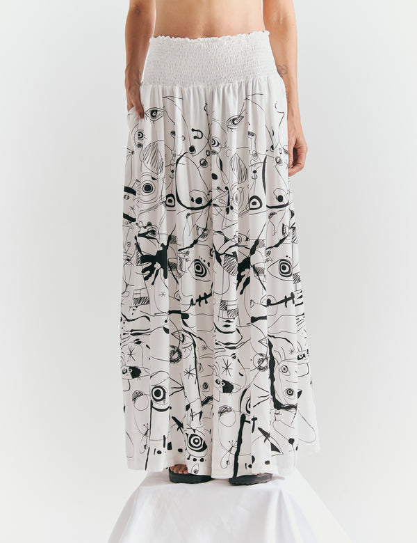 Pantalón Palazzo resortado Sabina crudo Mujer