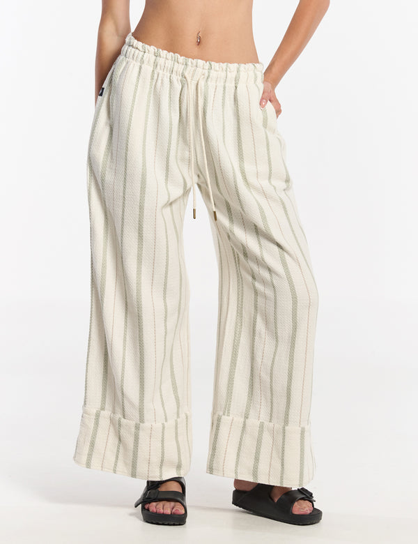 Pantalón Palazzo Raíz  crudo + verde Mujer