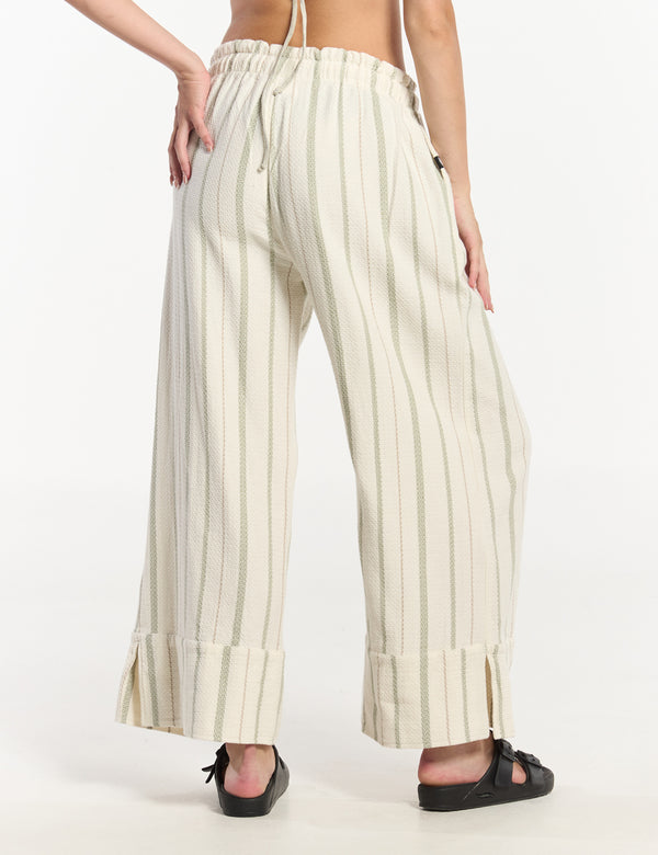 Pantalón Palazzo Raíz  crudo + verde Mujer