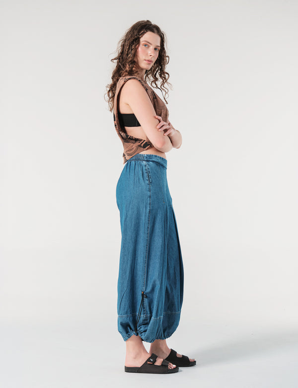 Pantalón Loose Fit Denim Azul Mujer