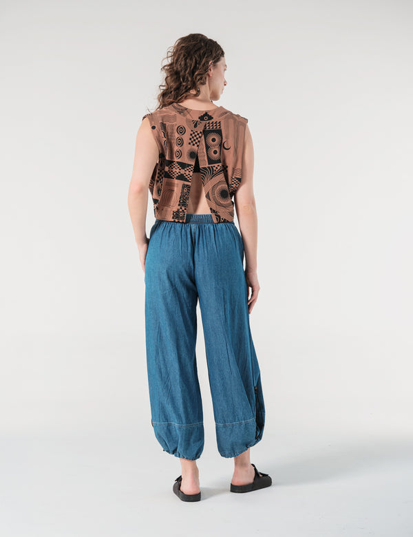 Pantalón Loose Fit Denim Azul Mujer