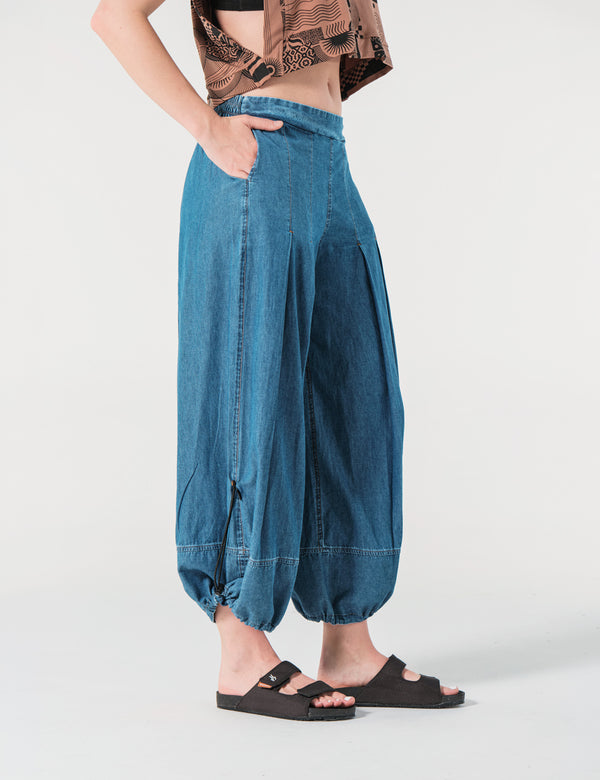Pantalón Loose Fit Denim Azul Mujer