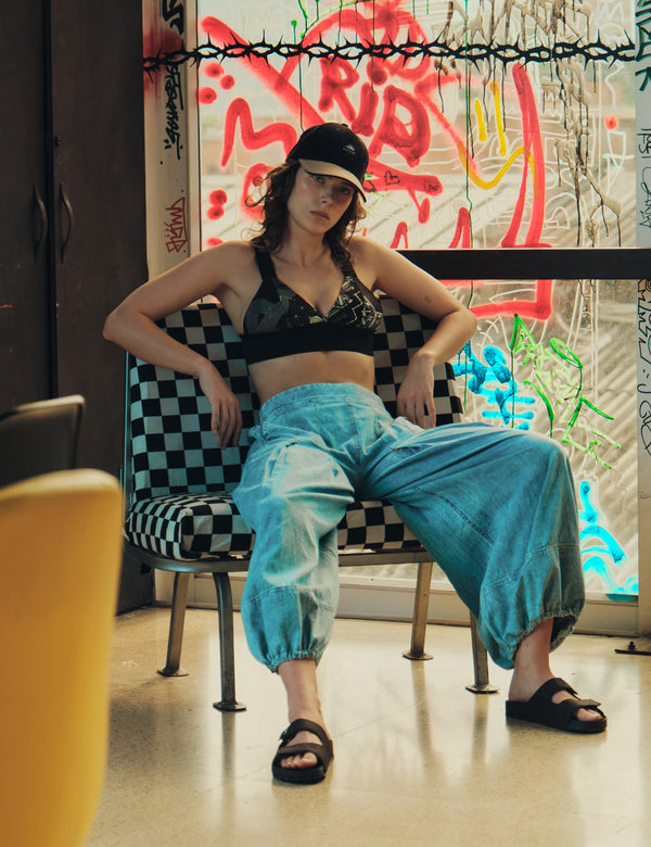 Pantalón Loose Fit Denim Azul Mujer