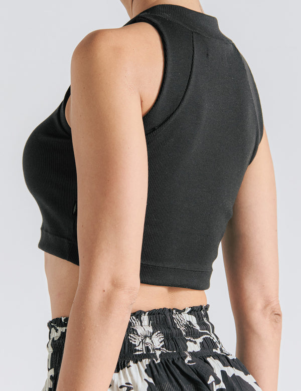 Crop Top Raglan  negro Mujer