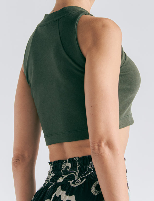 Crop Top Raglan  verde Militar Mujer