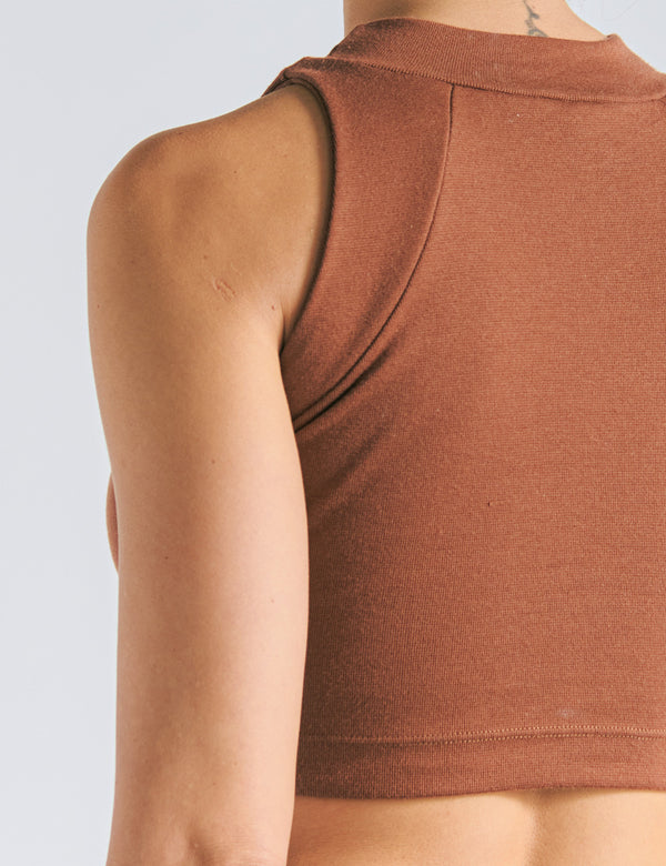 Crop Top Raglan  terracota Mujer