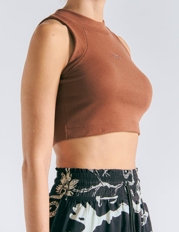 Crop Top Raglan  terracota Mujer