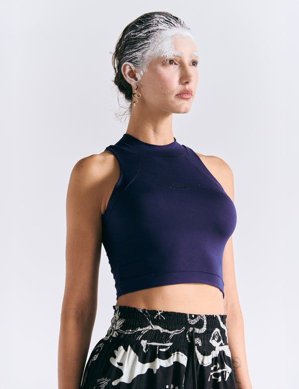 Crop Top Raglan  azul rey Mujer