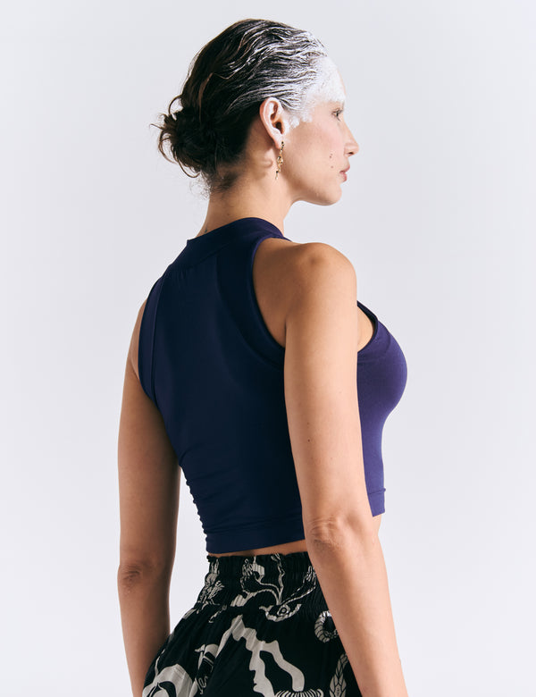 Crop Top Raglan  azul rey Mujer