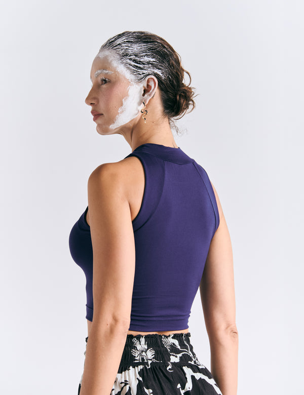 Crop Top Raglan  azul rey Mujer