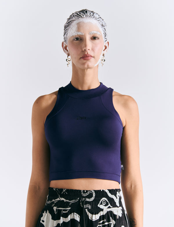 Crop Top Raglan  azul rey Mujer