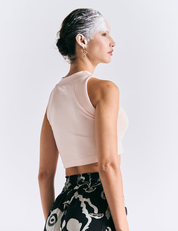 Crop Top Raglan  palo de rosa Mujer