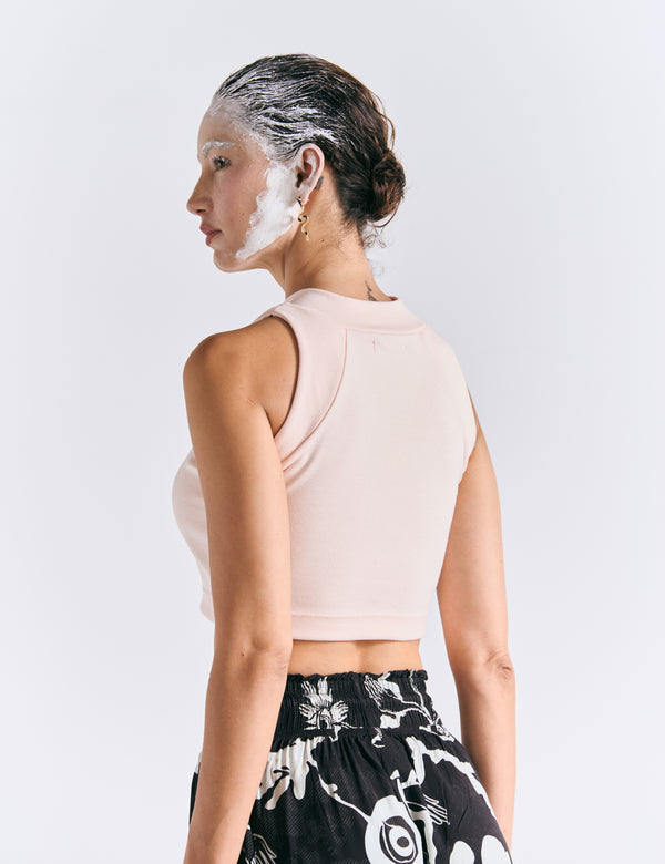 Crop Top Raglan  palo de rosa Mujer