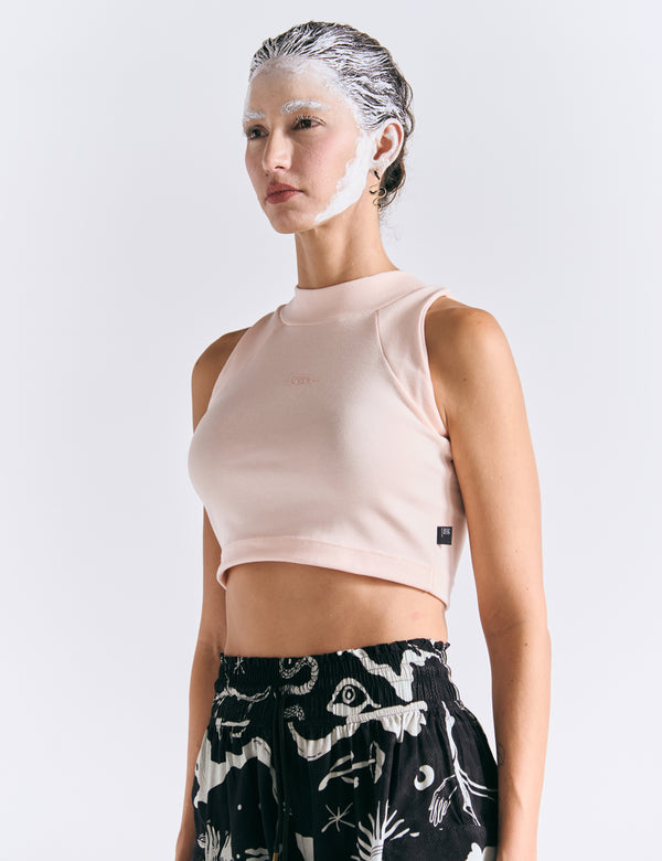 Crop Top Raglan  palo de rosa Mujer