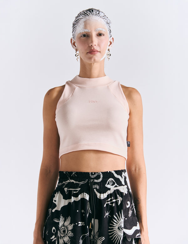 Crop Top Raglan  palo de rosa Mujer