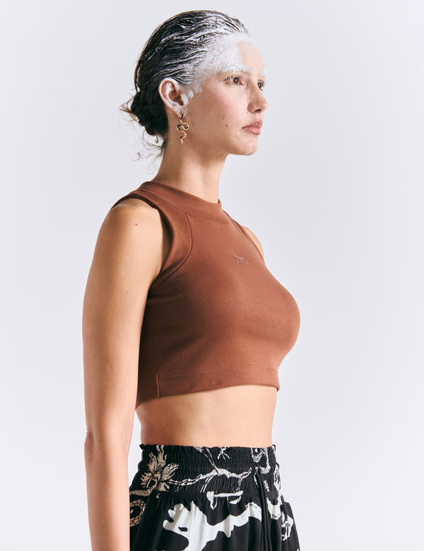 Crop Top Raglan  terracota Mujer