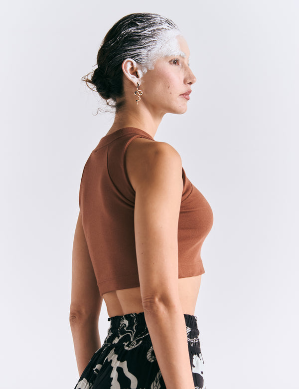 Crop Top Raglan  terracota Mujer