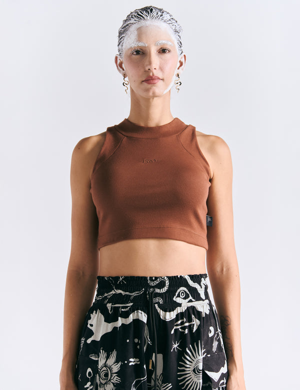 Crop Top Raglan  terracota Mujer