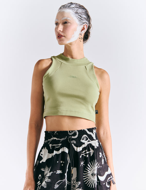 Crop Top Raglan  verde limon Mujer
