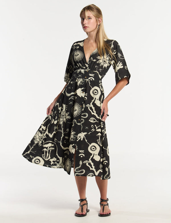  FOU Tienda  foutienda.myshopify.com vestido-semi-ajustada-savia-negro-crudo-mujer      