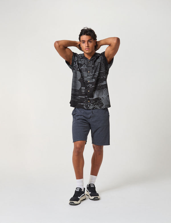 Camisa Cuello Sport manga corta Sinestesia negro Hombre