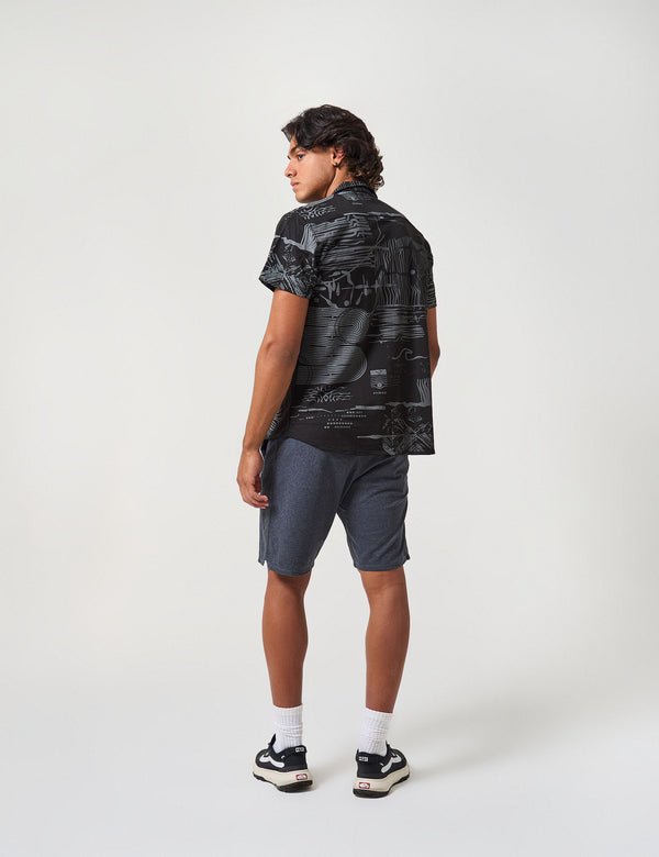 Camisa Cuello Sport manga corta Sinestesia negro Hombre