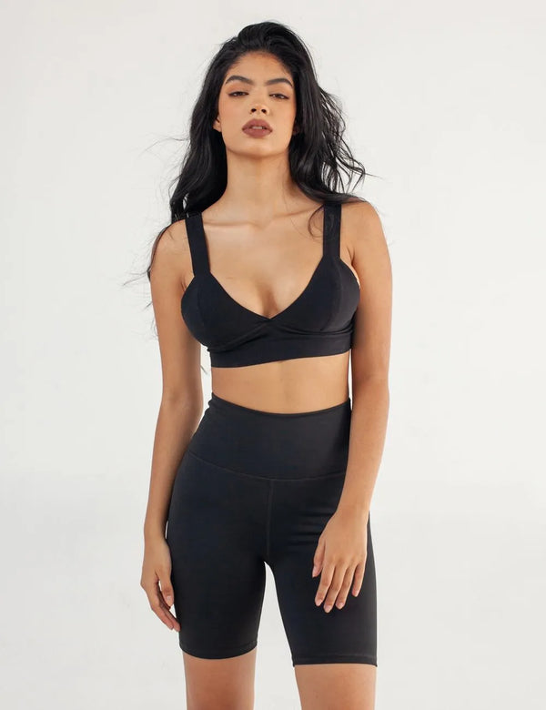 Bike Short pretina alta negro Mujer