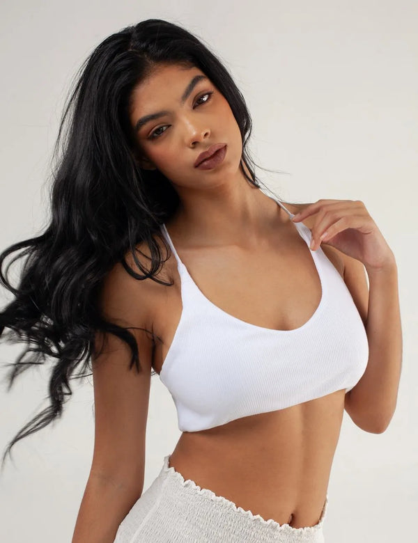 Lleva estos brasieres Top femeninos color blanco