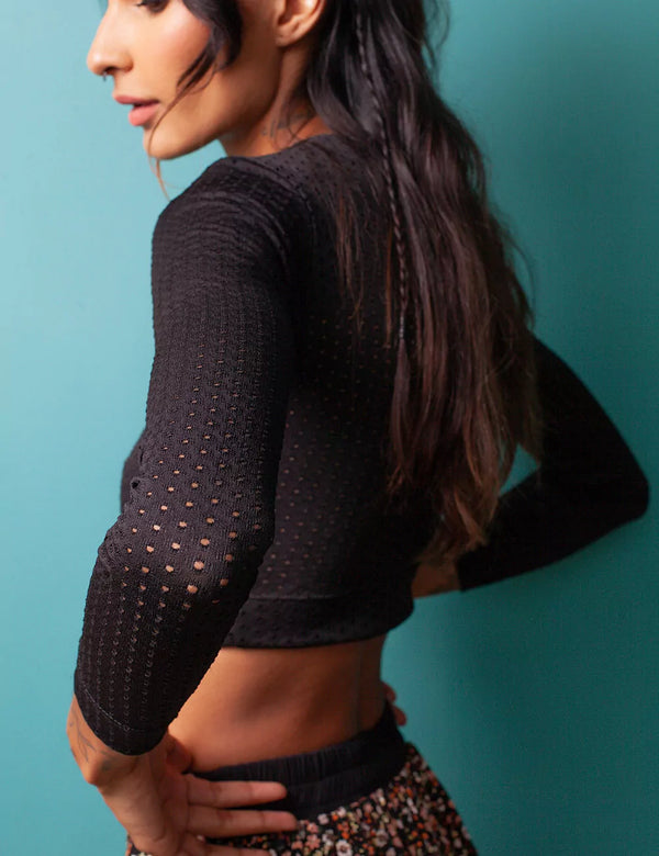 Crop Top Manga Larga NIGHT negro Mujer