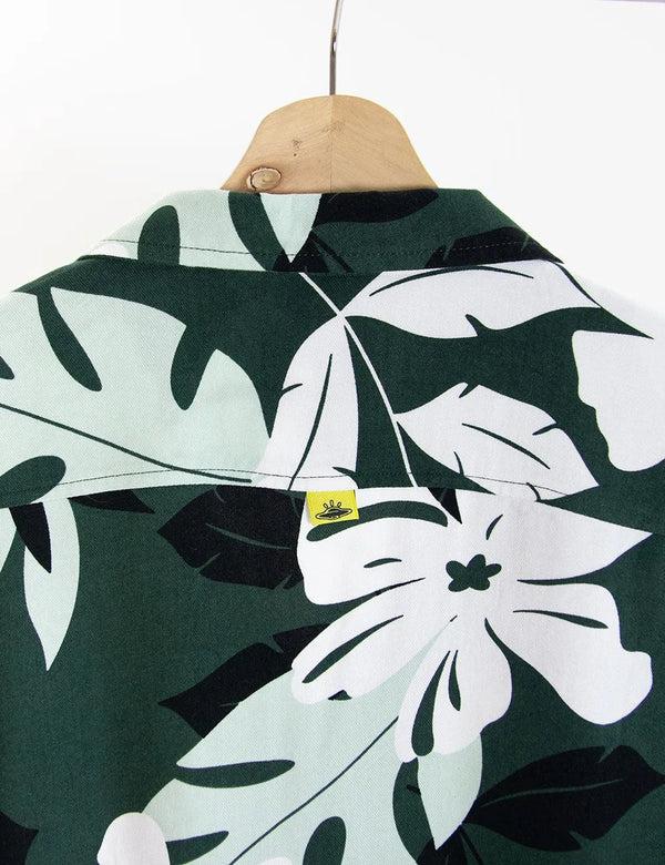 Camisa Cuello Sport manga corta Monstera verde jade Hombre