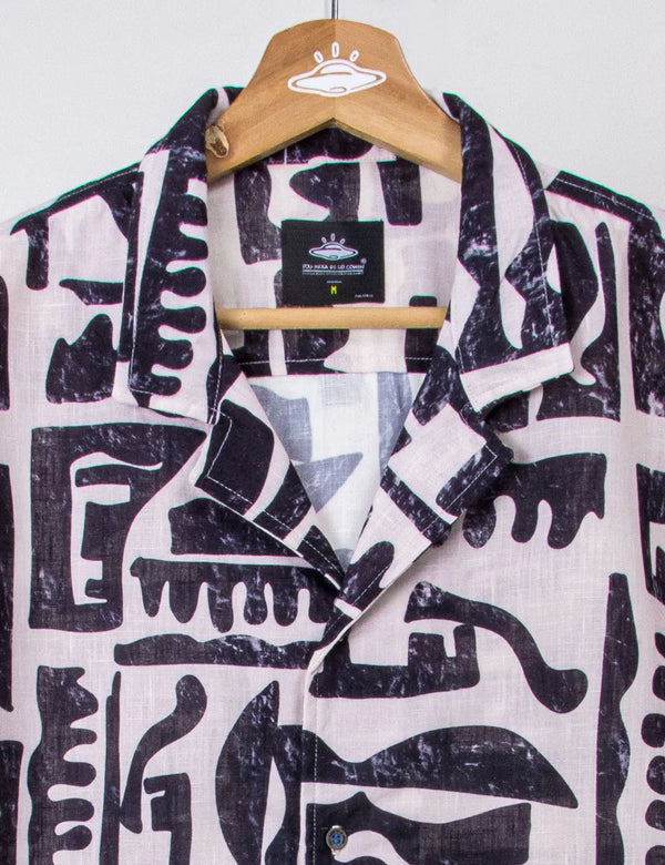 Camisa Cuello Sport manga corta Copto Negro + Palo Rosa Unisex