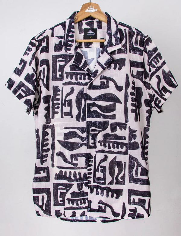 Camisa Cuello Sport manga corta Copto Negro + Palo Rosa Unisex
