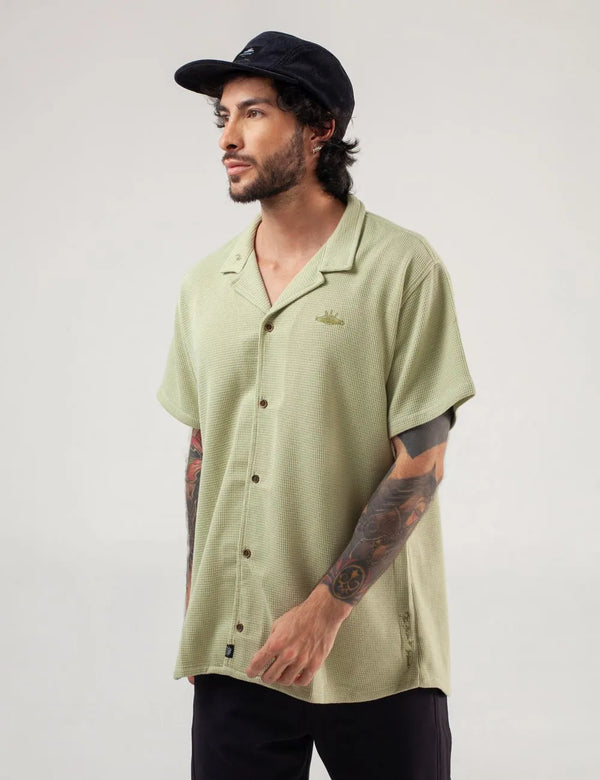 Camisa Cuello Sport manga corta Corrientes Verde Pistacho Hombre