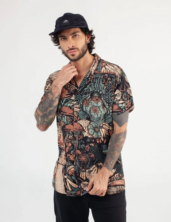 Camisa Cuello Sport manga corta Jardin de los Dioses multicolor Hombre
