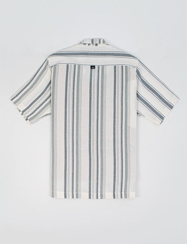 Camisa Cuello Sport manga corta Surf line crudo + verde Hombre