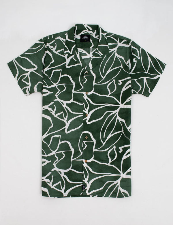 Camisa Cuello Sport manga corta Plantación verde Hombre