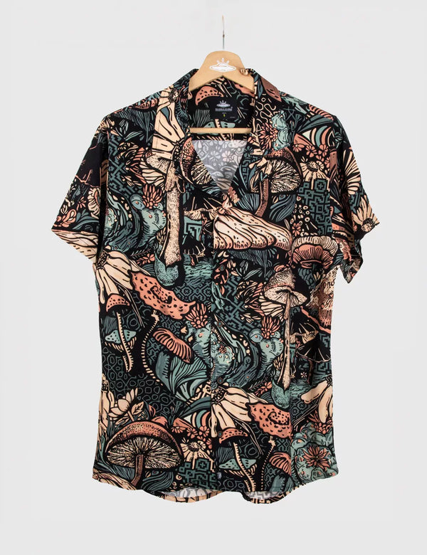 Camisa Cuello Sport manga corta Jardin de los Dioses multicolor Hombre