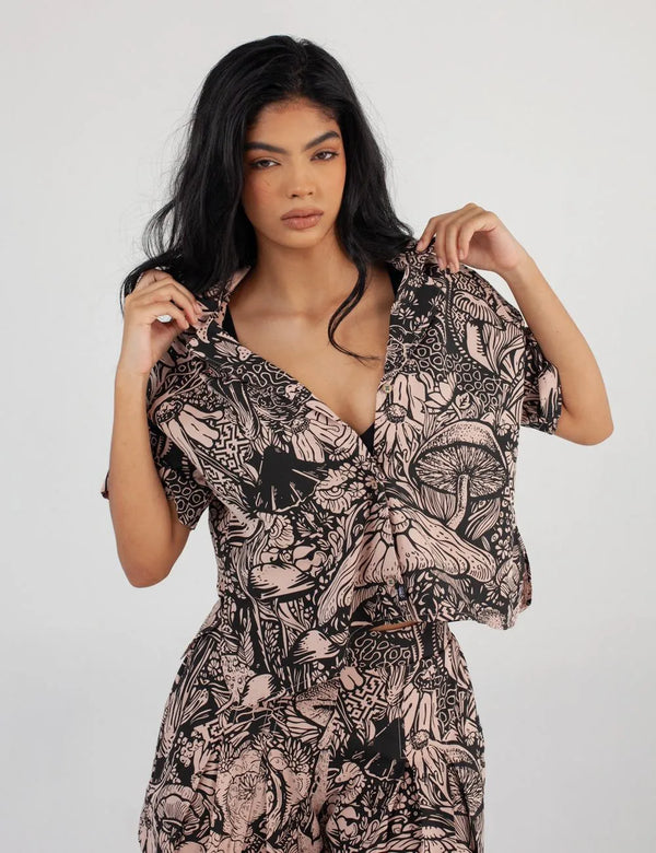 Camisa Cuello Sport manga corta Set Landsky coral Mujer