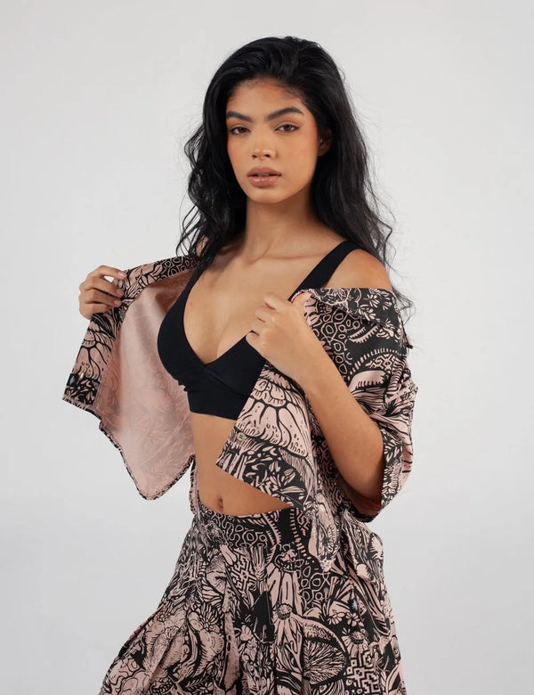 Camisa Cuello Sport manga corta Set Landsky coral Mujer